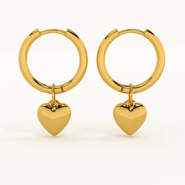 18K Gold Tone Heart Earrnings
