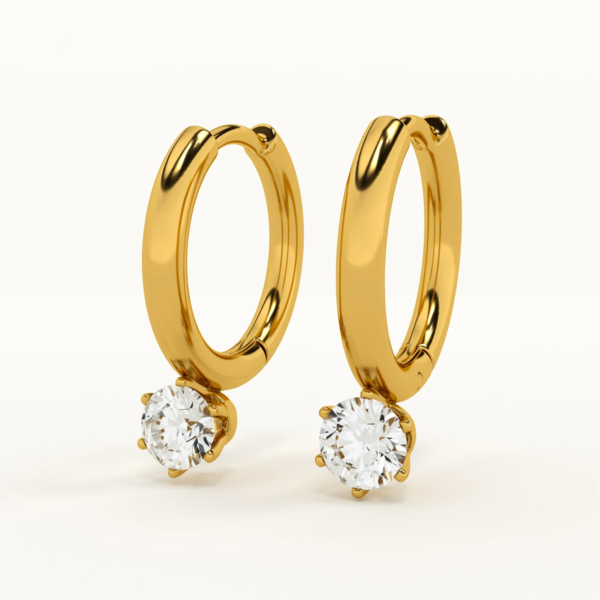 18K Gold plated Minerva Solitaire Hoop Earrings