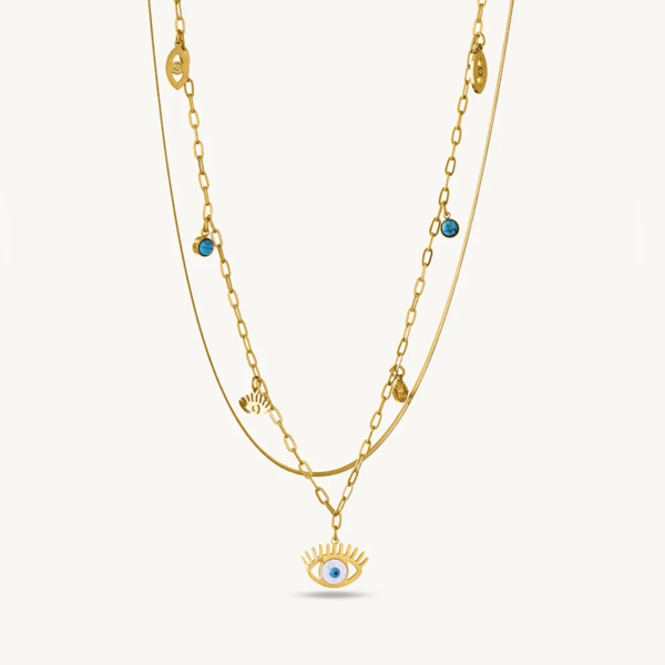 18k Gold tone Evil Eye necklace
